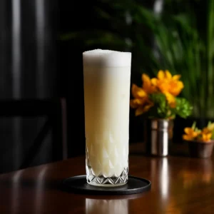 Ramos Gin Fizz, Gin citronjuice, limejuice, apelsinblomvatten, grädde, sodavatten