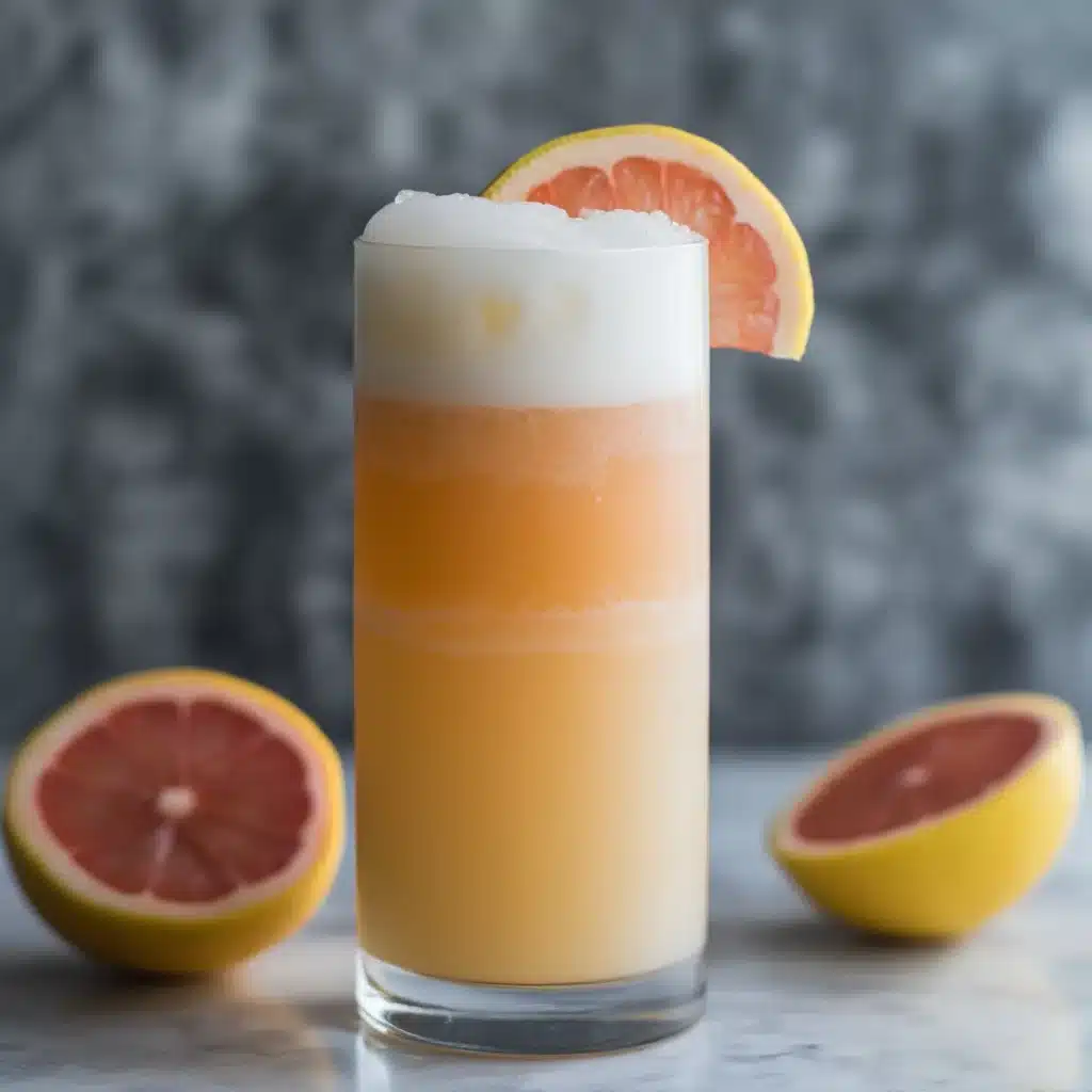 Grapefruit Collins - Sam Ross Grapefruit Collins - Sam Ross görs med whisky, grapegruktt, citron, äggvita, socker, peychaud & soda