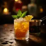 Mai Tai (trader Vic) med rom, orange curacao, limejuice, orgeat & sockerlag