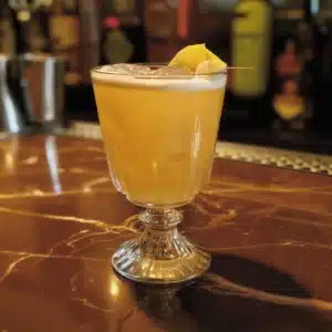 The Delicous Sour görs med apple jack, peach brandy, citronjuice, sockerlag & soda