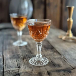 Antrim Cocktail med cognac, tawny port, orange bitters & sockerlag
