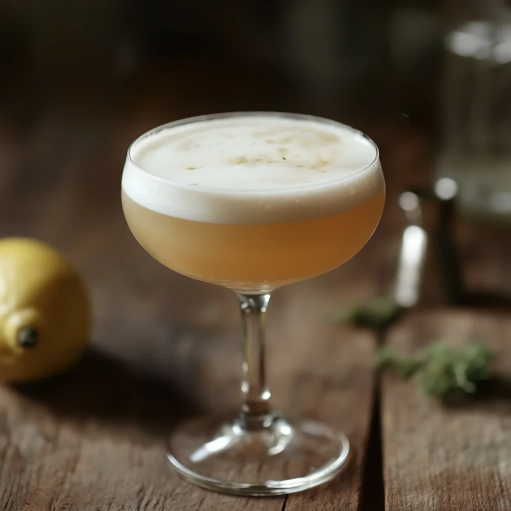 Rattlesnake med ryewhisky, citronjuice, sockerlag, äggvita & absinth