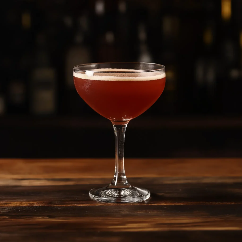 Alabazam görs med brandy, orange curaao, citronjuice, sockerlag & aromatiska bitter