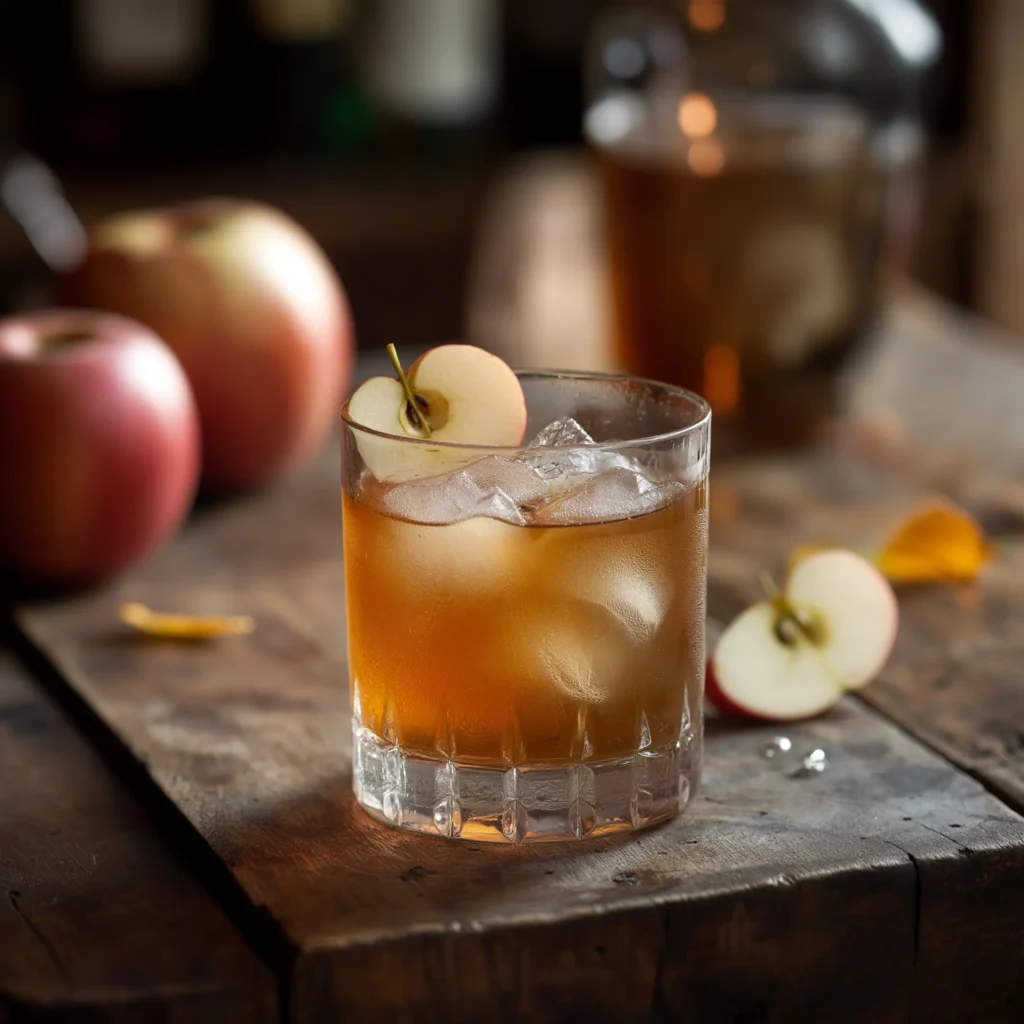 American Trilogy med rye whisky, applejack, bitters & socker