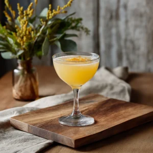 Breakfast Martini med gin, triple sec, citronjuice & apelsinmarmelad.