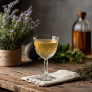 Gin Blossom med gin, torr vermouth, aprikos eau de vie & orange bitters