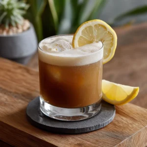 Kahlua Sour med Kahlua, rom, citronjuice, sockerlag & äggvita