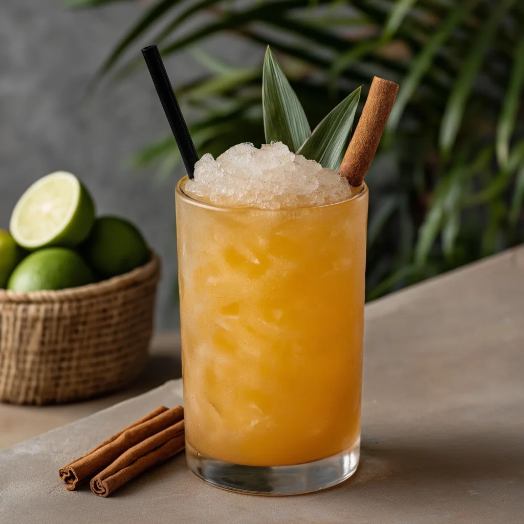 Pupule med rom, allspice dram, apelsinsjuice, limejuice, kanelsockerlag, vaniljsockerlag & aromatiska bitter