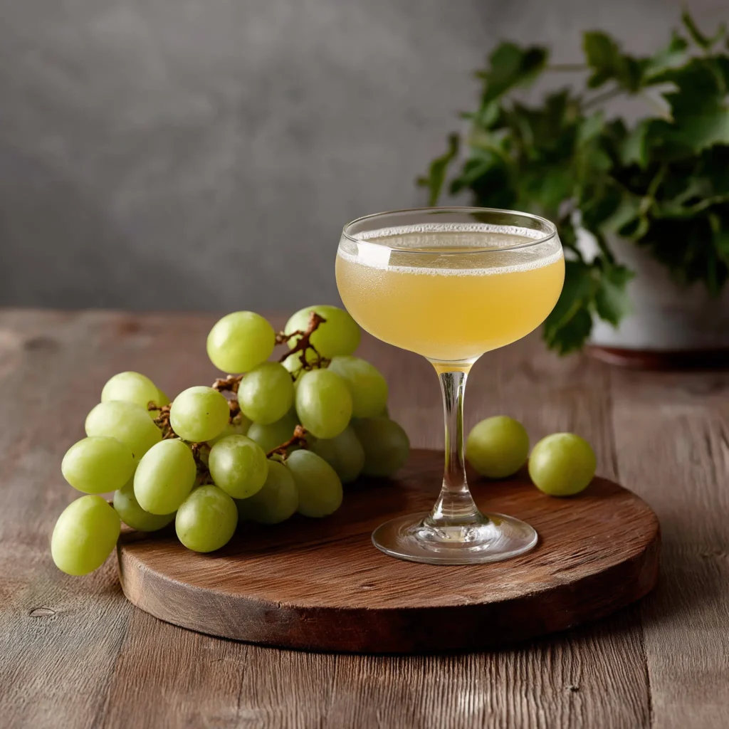 Corleone med gin, grappa, gröna druvor, citronjuice, sockerlag & apelsinbitters