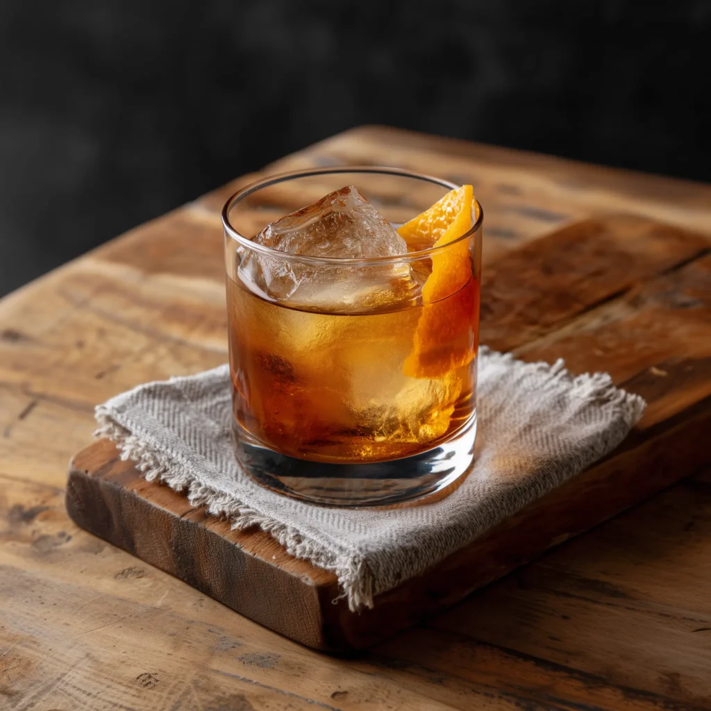 Maple Old Fashioned med bourbon, lönnsirap & bitters