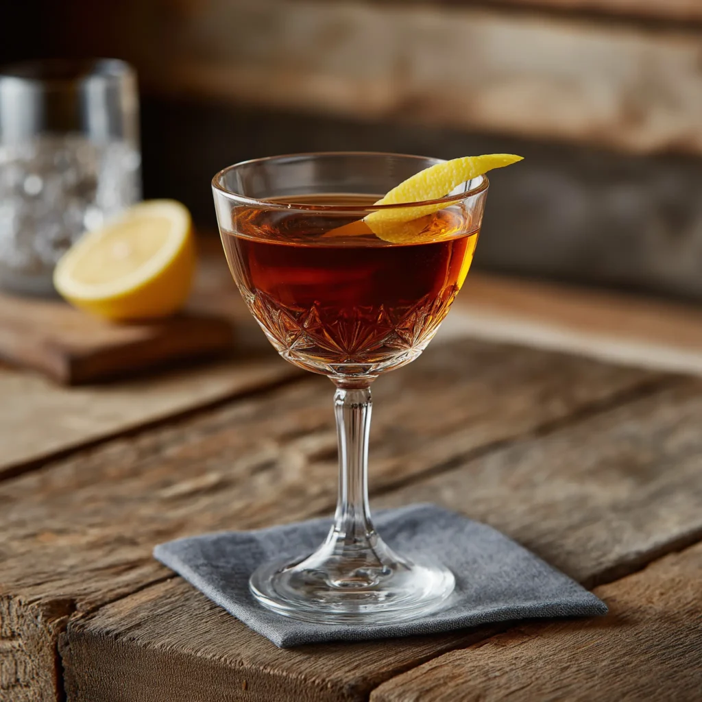Perfect Manhattan med rye whisky, torr vermouth, söt vermouth & angostura bitters
