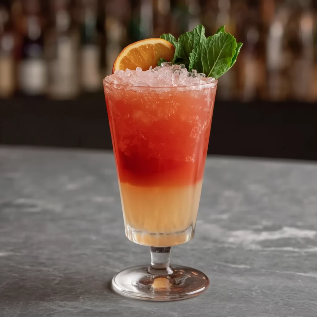 Queen´s Park Swizzle med demarararom, limejuice, sockerlag, mynta & angostura bittters