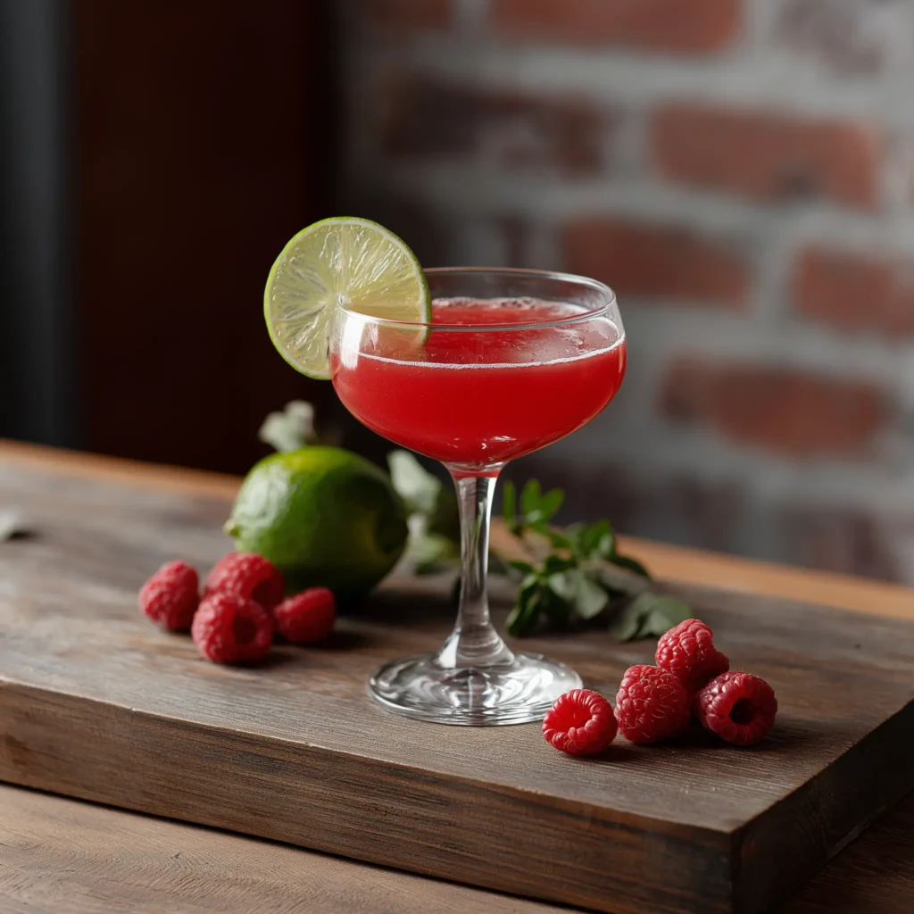 Raspberry Daiquiri med ljus rom, limejuice & hallonsockerlag