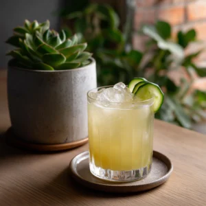 Hello, Sun med mezcal, limejuice, aloelikör, mynta & gurka