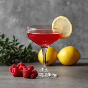 Raspberry Martini med vodka, hallonsockerlag & citronjuice