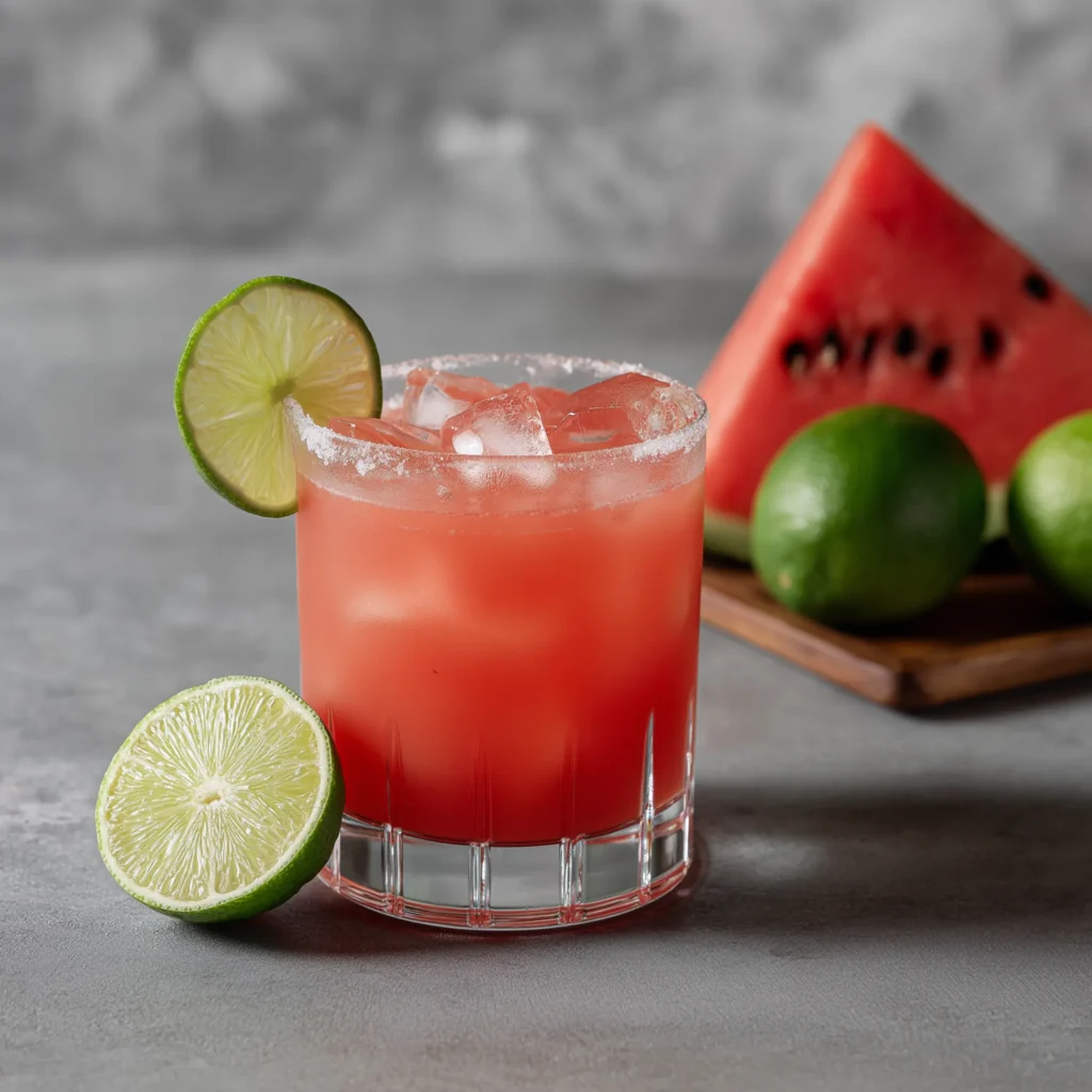 Watermelon Margarita med tequila, triple sec, agave, limejuice & vattenmelon