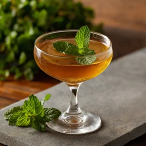 Julep Martini med bourbon, mynta, sockerlag & vatten