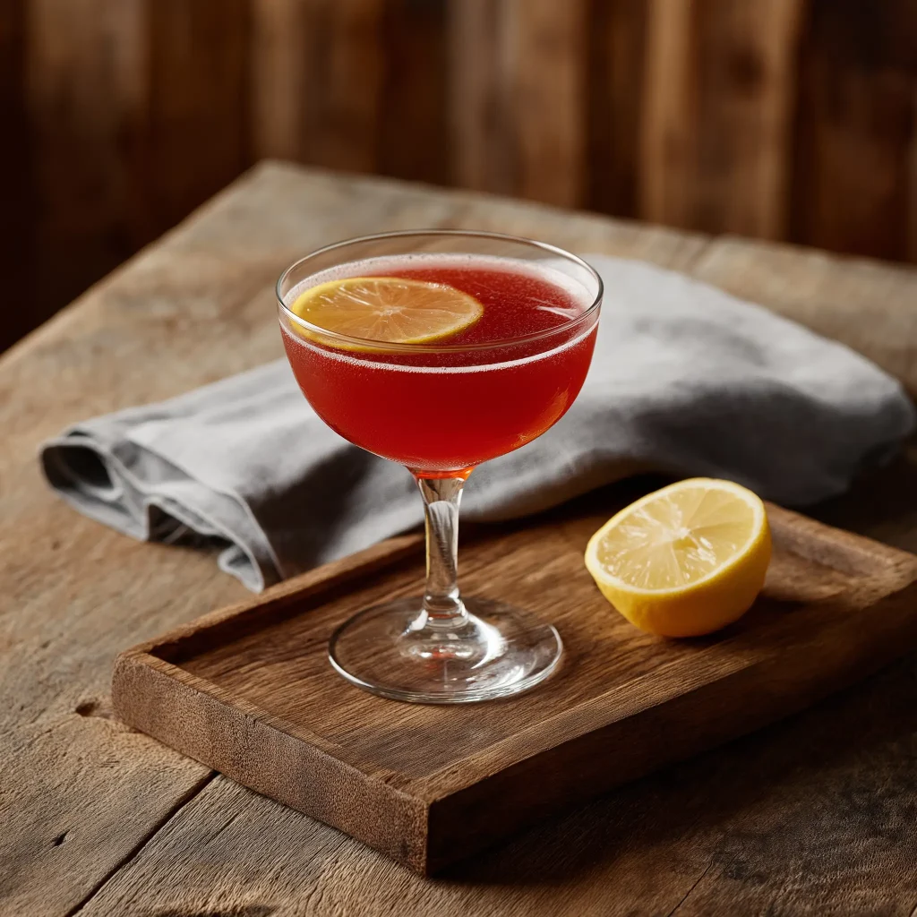 Mosquito med mezcal, röd italiensk bitter, citronjuice & ingefärsockerlag