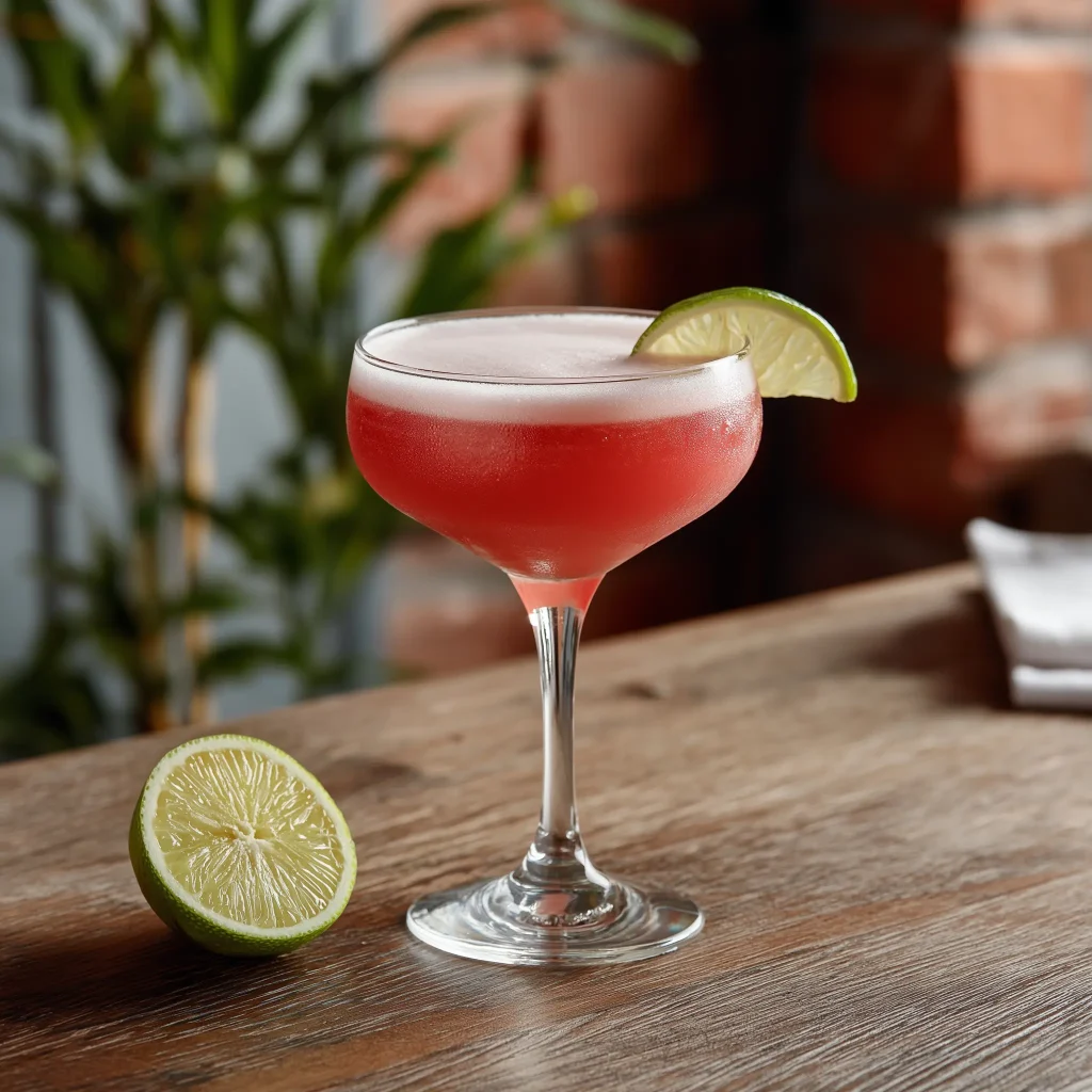Pink Chihuahua med tequila, limejuice, citronjuice, grenadine, orgeat & äggvita