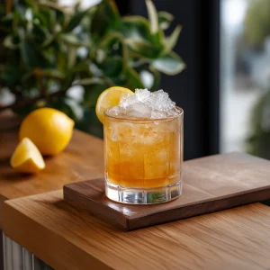 Fitzgerald med gin, citronjuice, sockerlag, aromatiska bitter & saltlösning