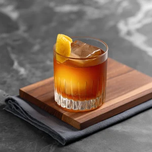 Sherpa med bourbon, all spice dram, curacao, orange bitters