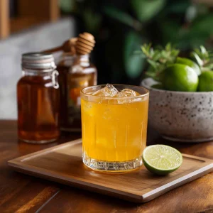 La Medicina Latina med tequila, limejuice, honungsvatten, ingefärssockerlag & mezcal