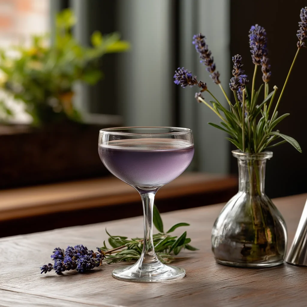 The Atty Cocktail med gin, torr vermouth, creme de violette & absinthe