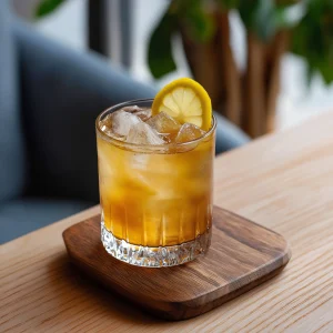 The Stark med bourbon, citronjuice, honungsvatten, gul chartreuse & bitters