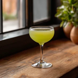 Wolfsbane med mezcal, midori, limejuice, citronjuice, sockerlag & orange bitters