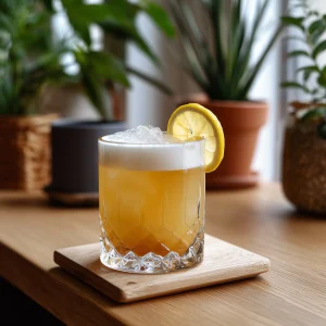 Scotch Sour med blended, citronjuice, sockerlag, bitter & äggvita