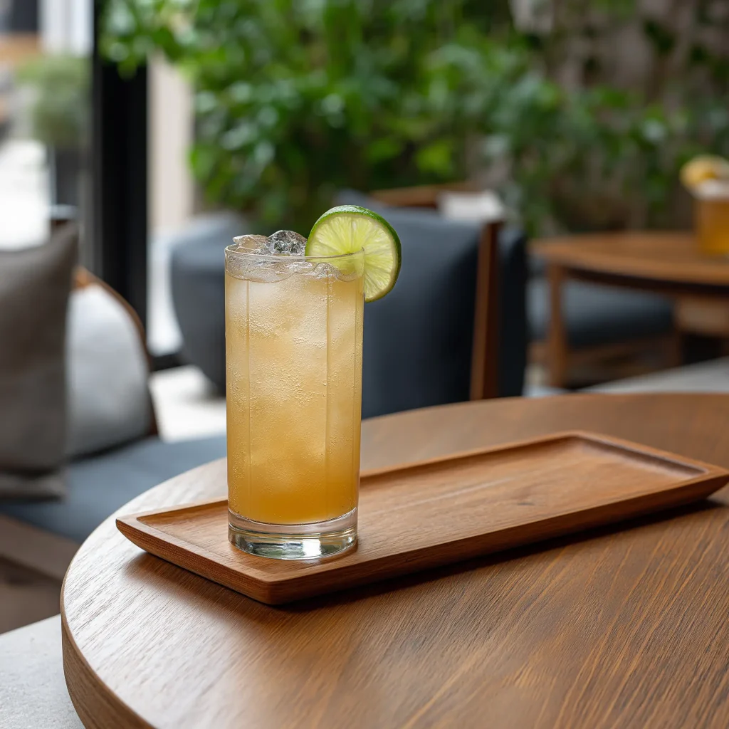 Stone Wheel med tequila, limejuice, grön chartreuse, vaniljsockerlag, ingefärssockerlag & cider