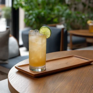 Stone Wheel med tequila, limejuice, grön chartreuse, vaniljsockerlag, ingefärssockerlag & cider