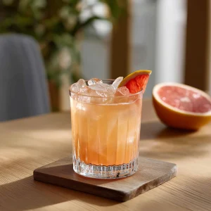 Banker´s Lunch ned vodka, triple sec, torr vermouth & rosa grapefruktjuice