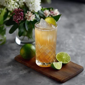 Cablegram med rye whisky, ingefärssockerlag, limejuice & soda