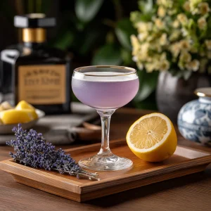 Clean Aviation med vodka, marashinolikör, creme de violette, citronjuice & absinthe