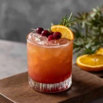 Cranberry Orange Whisky Sour med whisky, tranbärsjuice, apelsinjuice, limejuice, sockerlag & ginger beer