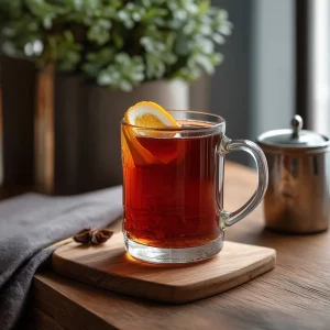 Fireside Negroni med gin. campari, söt vermouth, lönnsirap & earl grey te