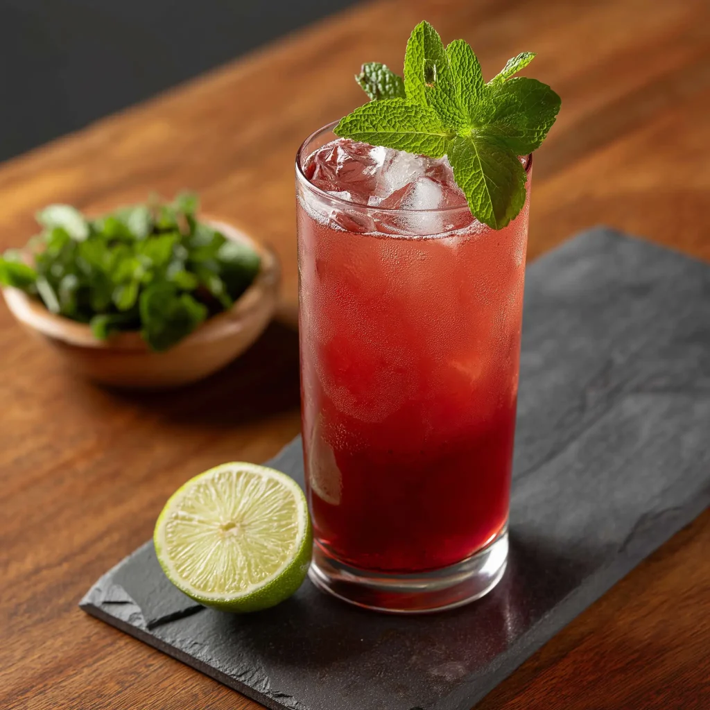 Nautilus med tequila, limejuice, tranbärsjuice & sockerlag