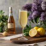 Bloom med calvados, fläderlikör, citronjuice, honungssockerlag & prosecco