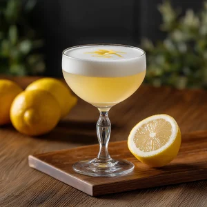 Fluffy Lemon Drop med vodka, citronjuice, limoncello & äggvita