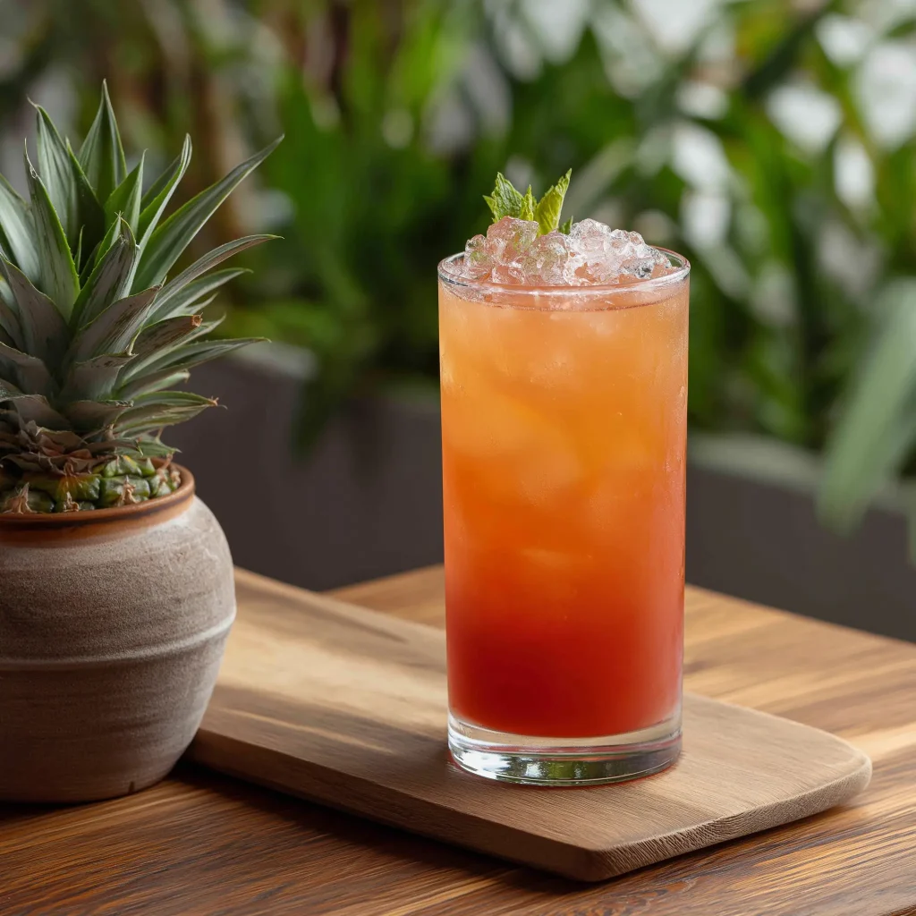 Kava med ljus rom, guld rom, ananasjuice, citronjuice, 2:1 sockerlag & grenadine