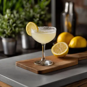 Lemon Drop med vodka, triple sec, citronjuice & sockerlag