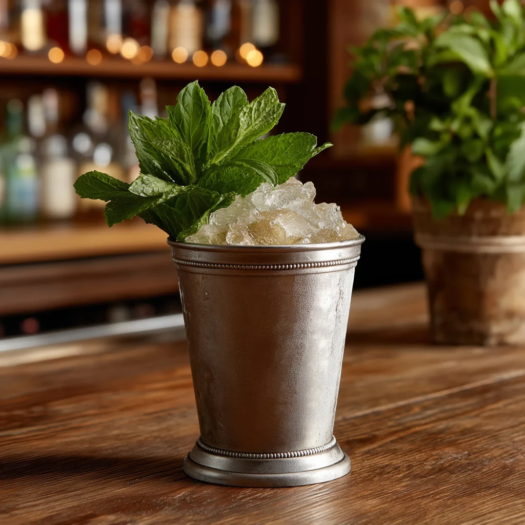 Prescription Julep med cognac, rye whisky, myntablad, demararasockerlag & orange bitters