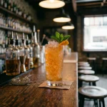 Carta Switchel med ljus rom, lagrad rom, fernet, pnk grapefrukt, sockerlag & äpplecidervinäger