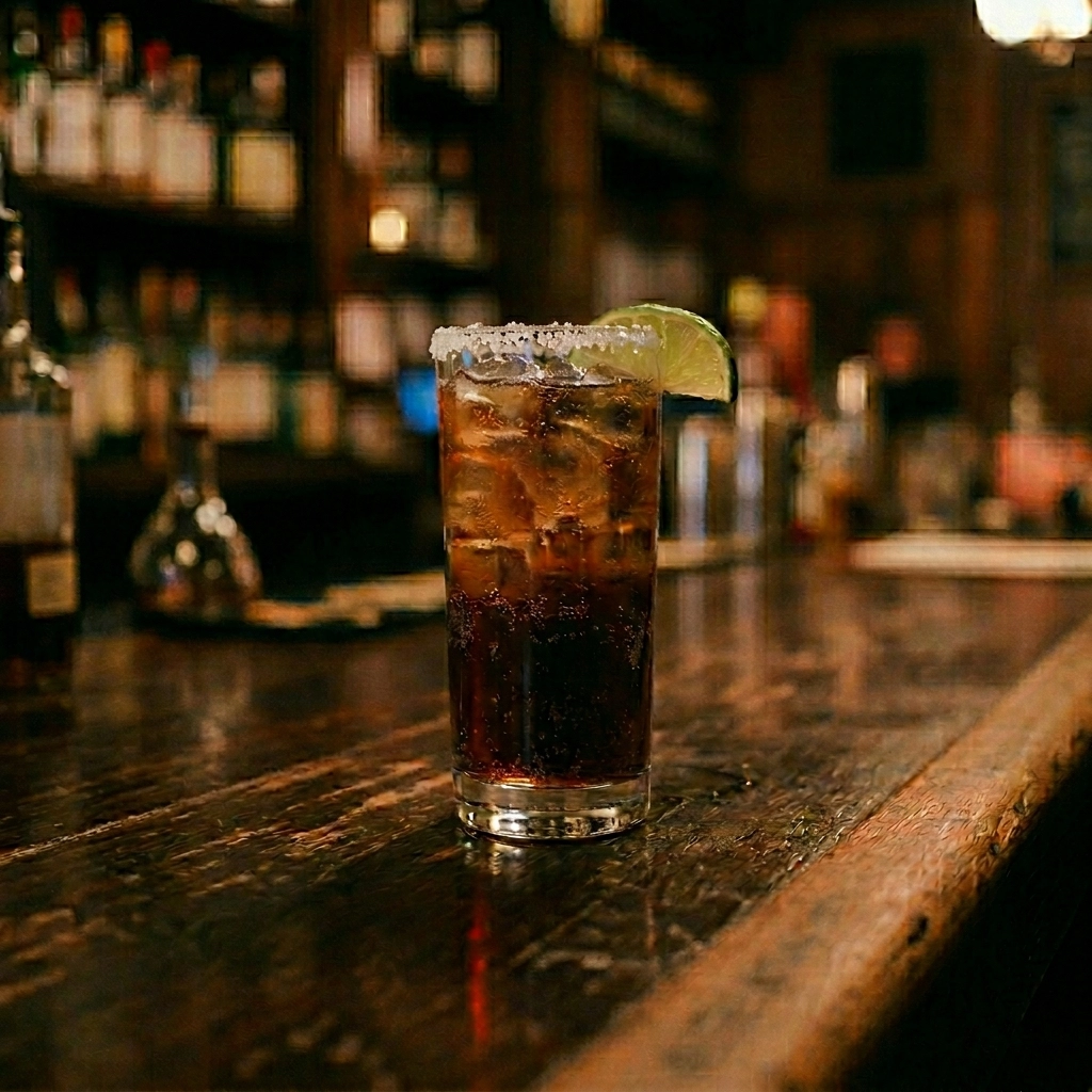 Cherry Batanga med tequila, limejuice, marashinolag & cola