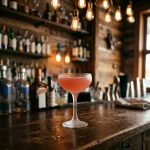 Ginger Cosmo med vodka, ingefärssockerlag, tranbärsjuice & limejuice