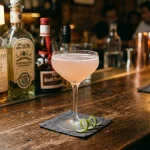 Mexico City med tequila, grand marnier, limejuice, tranbärsjuice & sockerlag