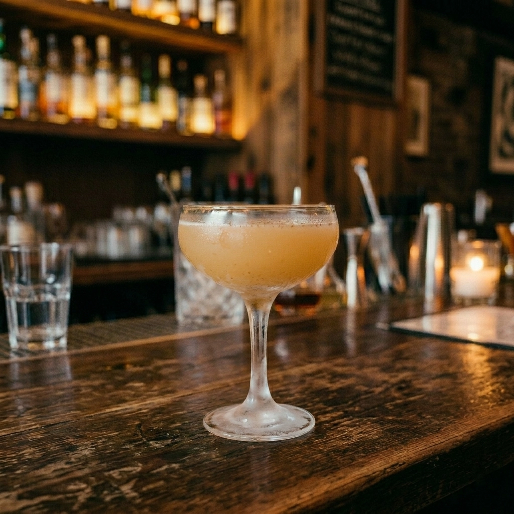 Elixir Tropical med ljus rom, limejuice, orgeat, marashinolikör, aromatiska bitter & mynta