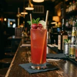 Raspberry Mule med vodka, sockerlag, limejuice, hallon & ginger beer