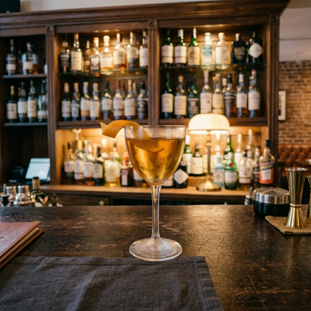Rye & Dry med rye whisky, torr vermouth, sockerlag & orange bitters